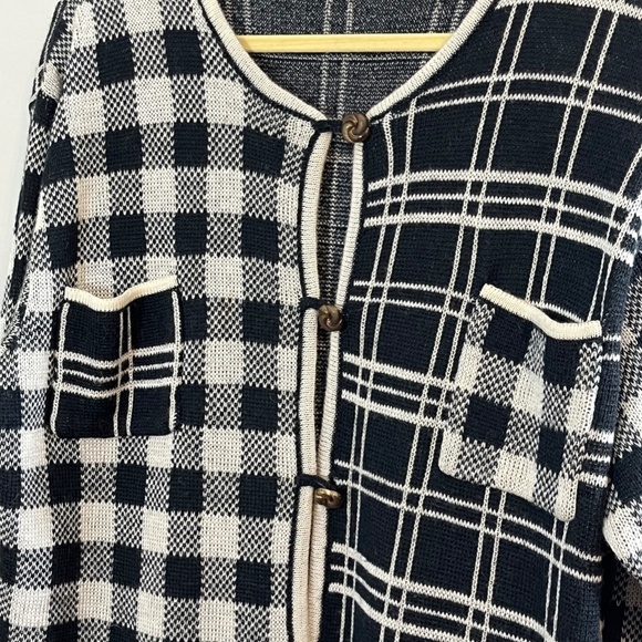 Vintage Wool Plaid Sweater 1X Black Preppy Classic Old Money Checks Retro 80s - Picture 6 of 15